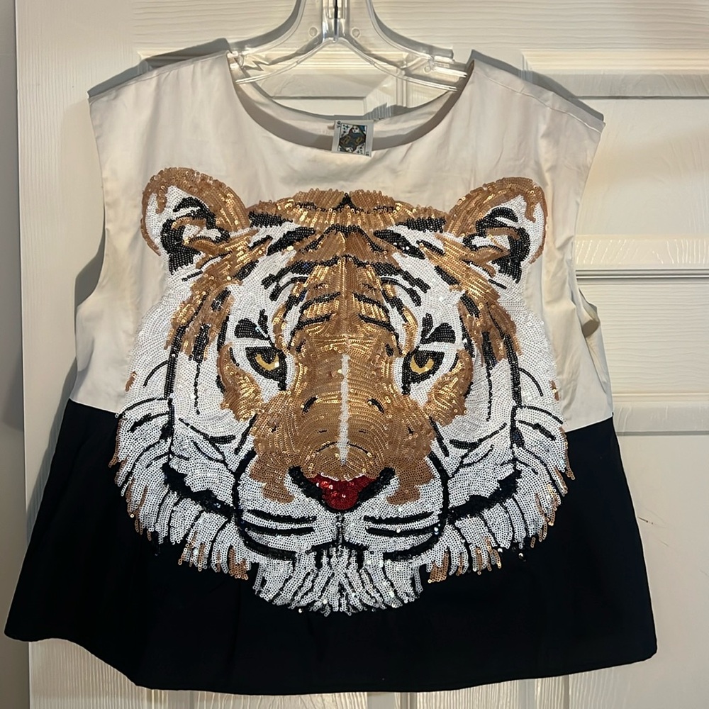 Queen of Sparkles sequined tiger top